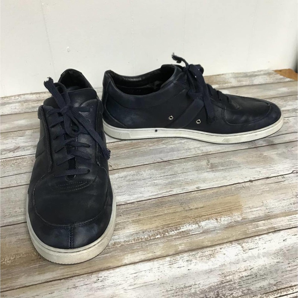 DIOR HOMME NAVY LEATHER LOW-TOP SNEAKERS 43.5 - Picture 9 of 11